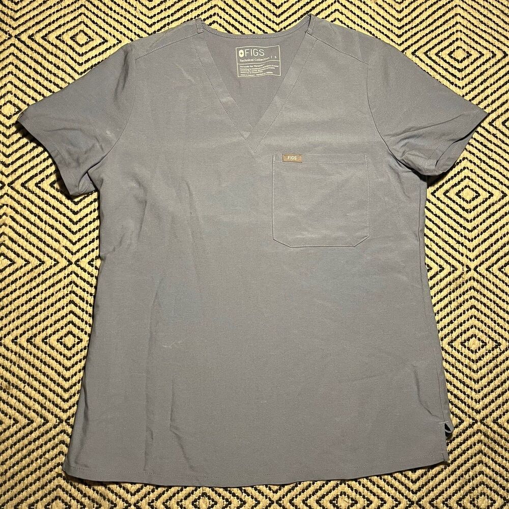 Womens Scrub Top FIGS gray 'Catarina One-Pocket' S Technical Collection